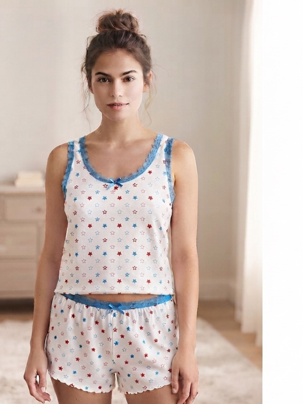Messy Bun Just Chillin 2 Piece PJ Shorts Set